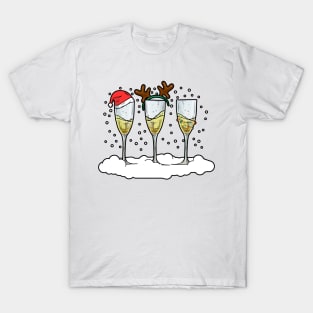 Funny Christmas Men Women Champagne Ugly Christmas T-Shirt